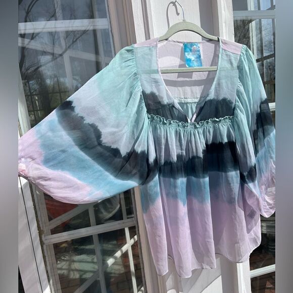 Anthropologie Sophie Duran 100% Silk Watercolor Top - Picture 2 of 10